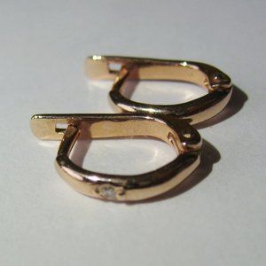 14K Rose Gold Plated Sterling Silver Fianite Hoop Earrings